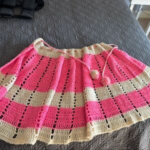 Pink and Cream Crochet Skirt